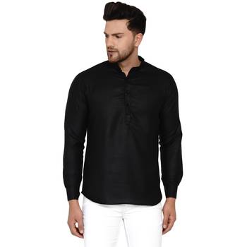 Black plain cotton men-kurtas 1
