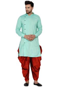 Green plain rayon men-kurtas