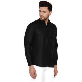 Black plain cotton men-kurtas 2