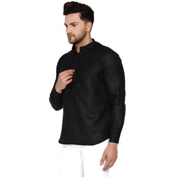 Black plain cotton men-kurtas 3