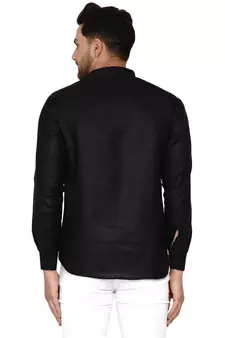 Black plain cotton men-kurtas
