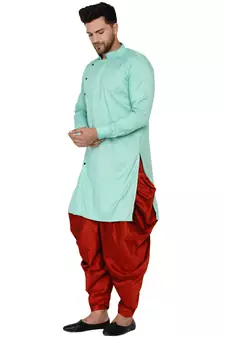 Green plain rayon men-kurtas