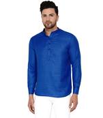 Blue plain cotton men-kurtas