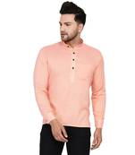 Pink plain rayon men-kurtas