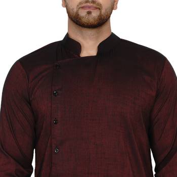 Maroon plain rayon men-kurtas 5