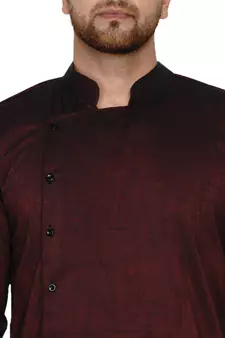 Maroon plain rayon men-kurtas