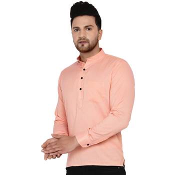 Pink plain rayon men-kurtas 3