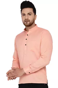 Pink plain rayon men-kurtas