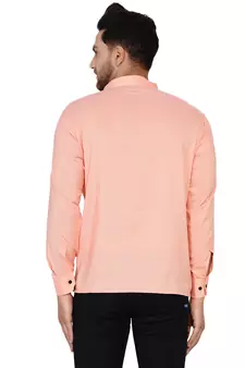 Pink plain rayon men-kurtas
