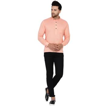 Pink plain rayon men-kurtas 5