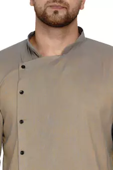 Beige plain rayon men-kurtas