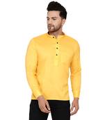 Yellow plain rayon men-kurtas