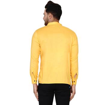 Yellow plain rayon men-kurtas 4