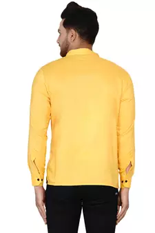Yellow plain rayon men-kurtas
