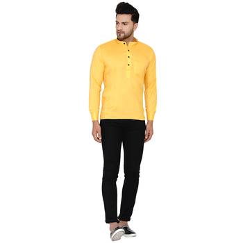 Yellow plain rayon men-kurtas 5