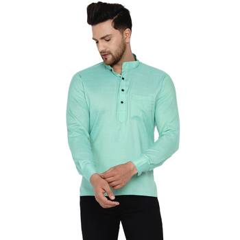 Green plain rayon men-kurtas 1