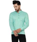 Green plain rayon men-kurtas