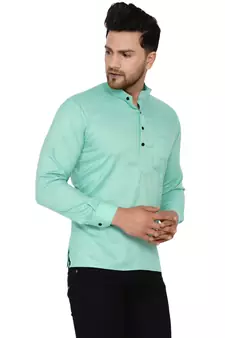 Green plain rayon men-kurtas