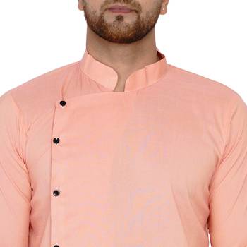 Pink plain rayon men-kurtas 5