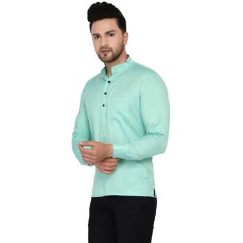 Green plain rayon men-kurtas 3