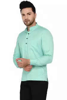 Green plain rayon men-kurtas