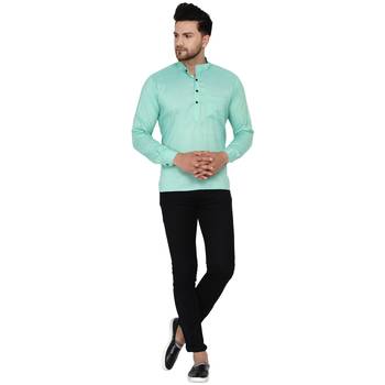 Green plain rayon men-kurtas 5