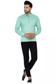 Green plain rayon men-kurtas