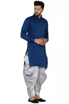 Blue plain rayon men-kurtas