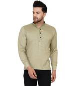 Beige plain rayon men-kurtas