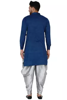 Blue plain rayon men-kurtas