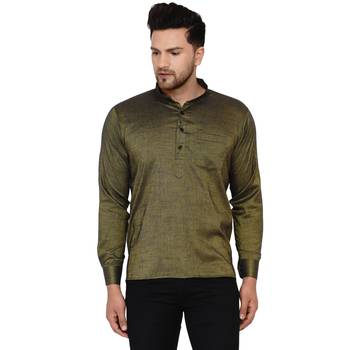 Green plain rayon men-kurtas 1