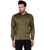 Green plain rayon men-kurtas