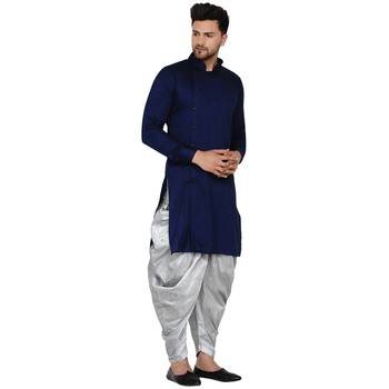Blue plain rayon men-kurtas 2