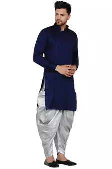 Blue plain rayon men-kurtas
