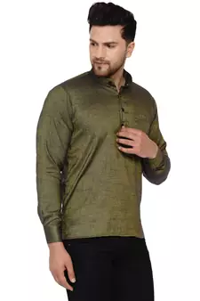 Green plain rayon men-kurtas