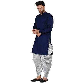 Blue plain rayon men-kurtas 3