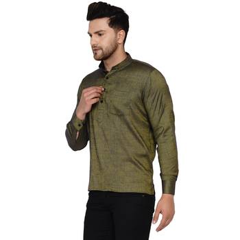 Green plain rayon men-kurtas 3