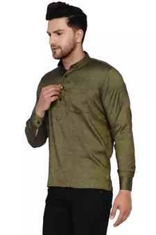 Green plain rayon men-kurtas