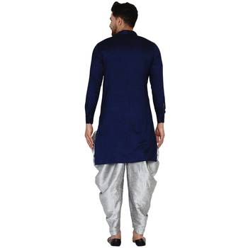 Blue plain rayon men-kurtas 4