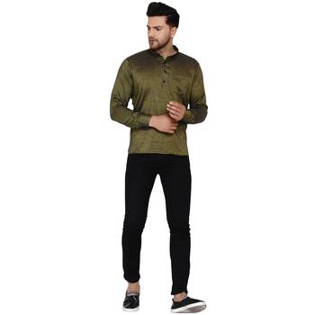 Green plain rayon men-kurtas 5