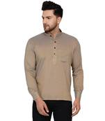 Beige plain rayon men-kurtas