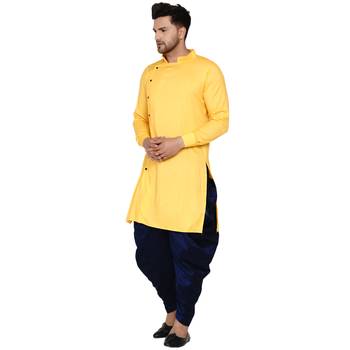 Yellow plain rayon men-kurtas 3