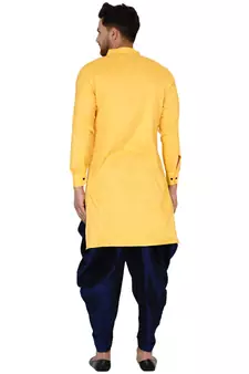 Yellow plain rayon men-kurtas