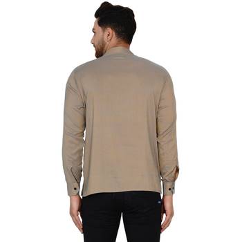 Beige plain rayon men-kurtas 4