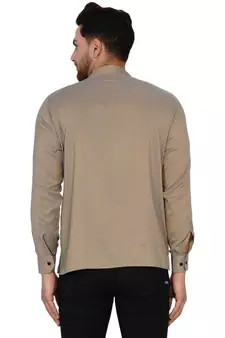 Beige plain rayon men-kurtas