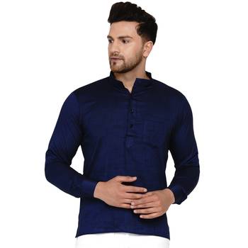 Blue plain rayon men-kurtas 1