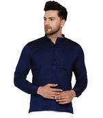 Blue plain rayon men-kurtas