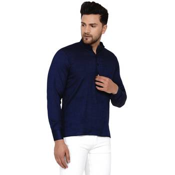 Blue plain rayon men-kurtas 2