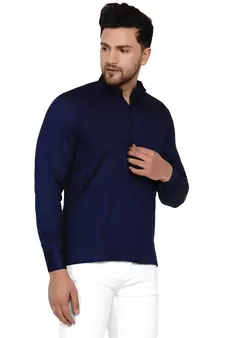 Blue plain rayon men-kurtas