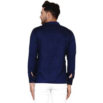 Blue plain rayon men-kurtas 4